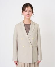 F1DGD46240 MK MICHEL KLEIN(小さいサイズ)(メゾン ドゥ サンク) 【小さいサイズ】バイオヴィンテージツイル ダブルブレストジャケット/接触冷感/UVカット/速乾/洗える グレージュ