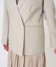 F1DGD46240 MK MICHEL KLEIN(小さいサイズ)(メゾン ドゥ サンク) 【小さいサイズ】バイオヴィンテージツイル ダブルブレストジャケット/接触冷感/UVカット/速乾/洗える グレージュ