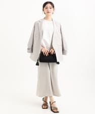 F1DGD46240 MK MICHEL KLEIN(小さいサイズ)(メゾン ドゥ サンク) 【小さいサイズ】バイオヴィンテージツイル ダブルブレストジャケット/接触冷感/UVカット/速乾/洗える グレージュ