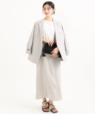 F1DGD46240 MK MICHEL KLEIN(小さいサイズ)(メゾン ドゥ サンク) 【小さいサイズ】バイオヴィンテージツイル ダブルブレストジャケット/接触冷感/UVカット/速乾/洗える グレージュ