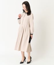 F1EFA10230 MK MICHEL KLEIN(小さいサイズ)(メゾン ドゥ サンク) 【小さいサイズ】配色デザインワンピース/洗える ベージュ