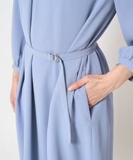 F1EFA27210 MK MICHEL KLEIN(小さいサイズ)(メゾン ドゥ サンク) 【小さいサイズ】ウエストベルト付きサックワンピース/洗える ブラック