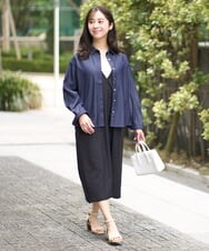 F1EGA35210 MK MICHEL KLEIN(小さいサイズ)(メゾン ドゥ サンク) 【小さいサイズ】リネンライクVネックジャンパースカート/洗える ベージュ