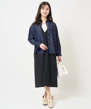 F1EGA35210 MK MICHEL KLEIN(小さいサイズ)(メゾン ドゥ サンク) 【小さいサイズ】リネンライクVネックジャンパースカート/洗える ベージュ