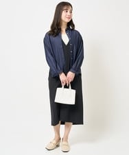 F1EGA35210 MK MICHEL KLEIN(小さいサイズ)(メゾン ドゥ サンク) 【小さいサイズ】リネンライクVネックジャンパースカート/洗える ベージュ