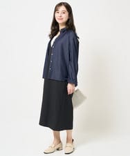 F1EGA35210 MK MICHEL KLEIN(小さいサイズ)(メゾン ドゥ サンク) 【小さいサイズ】リネンライクVネックジャンパースカート/洗える ベージュ