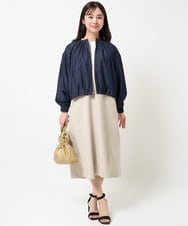 F1EGA35210 MK MICHEL KLEIN(小さいサイズ)(メゾン ドゥ サンク) 【小さいサイズ】リネンライクVネックジャンパースカート/洗える ベージュ