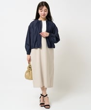 F1EGA35210 MK MICHEL KLEIN(小さいサイズ)(メゾン ドゥ サンク) 【小さいサイズ】リネンライクVネックジャンパースカート/洗える ベージュ