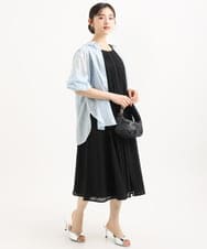 F1EGD52240 MK MICHEL KLEIN(小さいサイズ)(メゾン ドゥ サンク) 【小さいサイズ】[洗える]幾何柄レースAラインワンピース ブラウン
