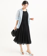 F1EGD52240 MK MICHEL KLEIN(小さいサイズ)(メゾン ドゥ サンク) 【小さいサイズ】[洗える]幾何柄レースAラインワンピース ブラウン