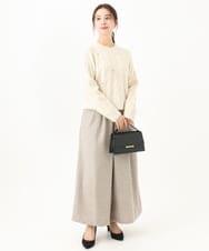 F1FAA55190 MK MICHEL KLEIN(小さいサイズ)(メゾン ドゥ サンク) 【小さいサイズ】キラキラビジューショート丈ニット/洗える アイボリー