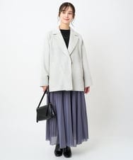 F1FAD40150 MK MICHEL KLEIN(小さいサイズ)(メゾン ドゥ サンク) 【小さいサイズ】フレアーシルエットチュニックニット/洗える ライトブルー