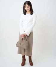 F1FAD41140 MK MICHEL KLEIN(小さいサイズ)(メゾン ドゥ サンク) 【小さいサイズ】フェザー切替えコンパクトリブニット/洗える ライトイエロー