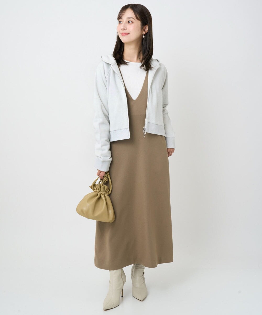 F1FAD41140 MK MICHEL KLEIN(小さいサイズ)(メゾン ドゥ サンク) 【小さいサイズ】フェザー切替えコンパクトリブニット/洗える ライトイエロー