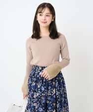 F1FAD41140 MK MICHEL KLEIN(小さいサイズ)(メゾン ドゥ サンク) 【小さいサイズ】フェザー切替えコンパクトリブニット/洗える ベージュ