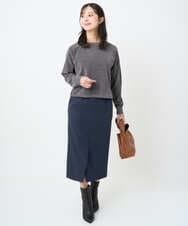 F1FAD45120 MK MICHEL KLEIN(小さいサイズ)(メゾン ドゥ サンク) 【小さいサイズ】モールヤーンボートネックニット/洗える グレージュ