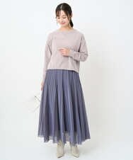 F1FAD45120 MK MICHEL KLEIN(小さいサイズ)(メゾン ドゥ サンク) 【小さいサイズ】モールヤーンボートネックニット/洗える グレージュ