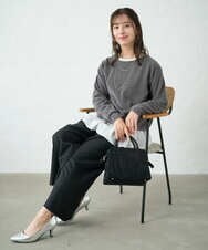 F1FAD45120 MK MICHEL KLEIN(小さいサイズ)(メゾン ドゥ サンク) 【小さいサイズ】モールヤーンボートネックニット/洗える グレージュ