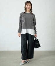 F1FAD45120 MK MICHEL KLEIN(小さいサイズ)(メゾン ドゥ サンク) 【小さいサイズ】モールヤーンボートネックニット/洗える グレージュ