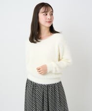 F1FAD46130 MK MICHEL KLEIN(小さいサイズ)(メゾン ドゥ サンク) 【小さいサイズ】フェザーニットプルオーバー/前後2way/洗える レッド