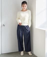 F1FAD46130 MK MICHEL KLEIN(小さいサイズ)(メゾン ドゥ サンク) 【小さいサイズ】フェザーニットプルオーバー/前後2way/洗える レッド