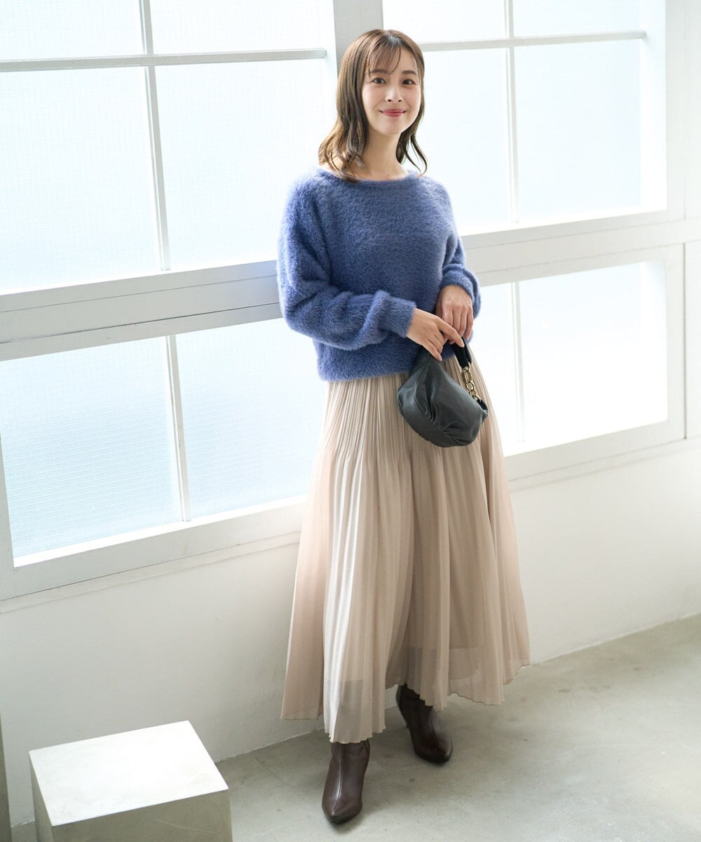 F1FAD46130 MK MICHEL KLEIN(小さいサイズ)(メゾン ドゥ サンク) 【小さいサイズ】フェザーニットプルオーバー/前後2way/洗える レッド