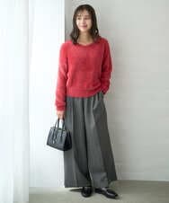 F1FAD46130 MK MICHEL KLEIN(小さいサイズ)(メゾン ドゥ サンク) 【小さいサイズ】フェザーニットプルオーバー/前後2way/洗える レッド