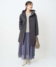 F1FAD47150 MK MICHEL KLEIN(小さいサイズ)(メゾン ドゥ サンク) 【小さいサイズ】シアーボーダーボリュームパフスリーブニット/洗える ライトイエロー