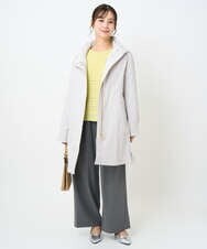 F1FAD47150 MK MICHEL KLEIN(小さいサイズ)(メゾン ドゥ サンク) 【小さいサイズ】シアーボーダーボリュームパフスリーブニット/洗える ライトイエロー