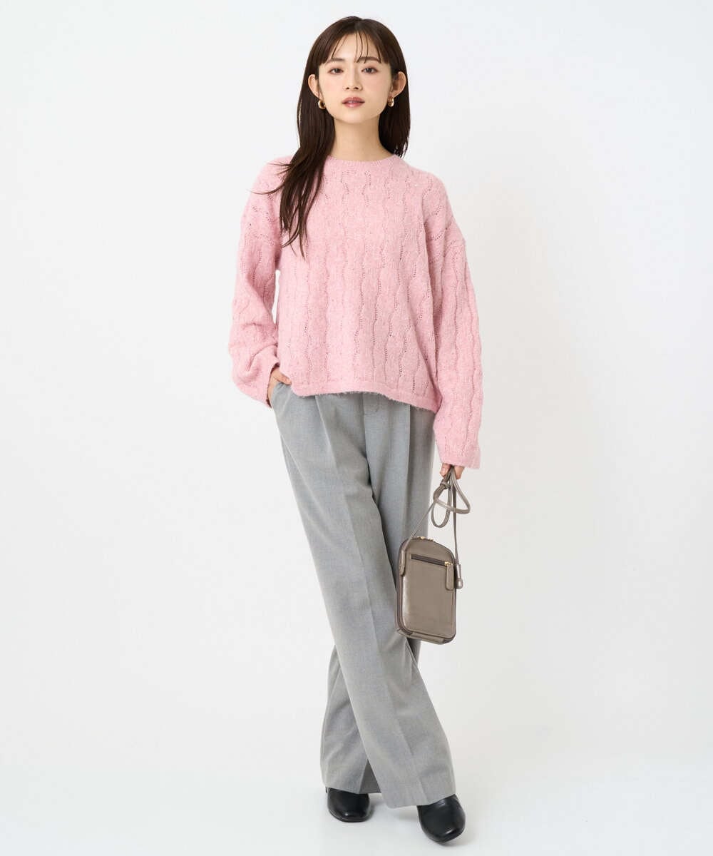 F1FBD52160 MK MICHEL KLEIN(小さいサイズ)(メゾン ドゥ サンク) 【小さいサイズ】スパンコールラメ入りニット/洗える ピンク