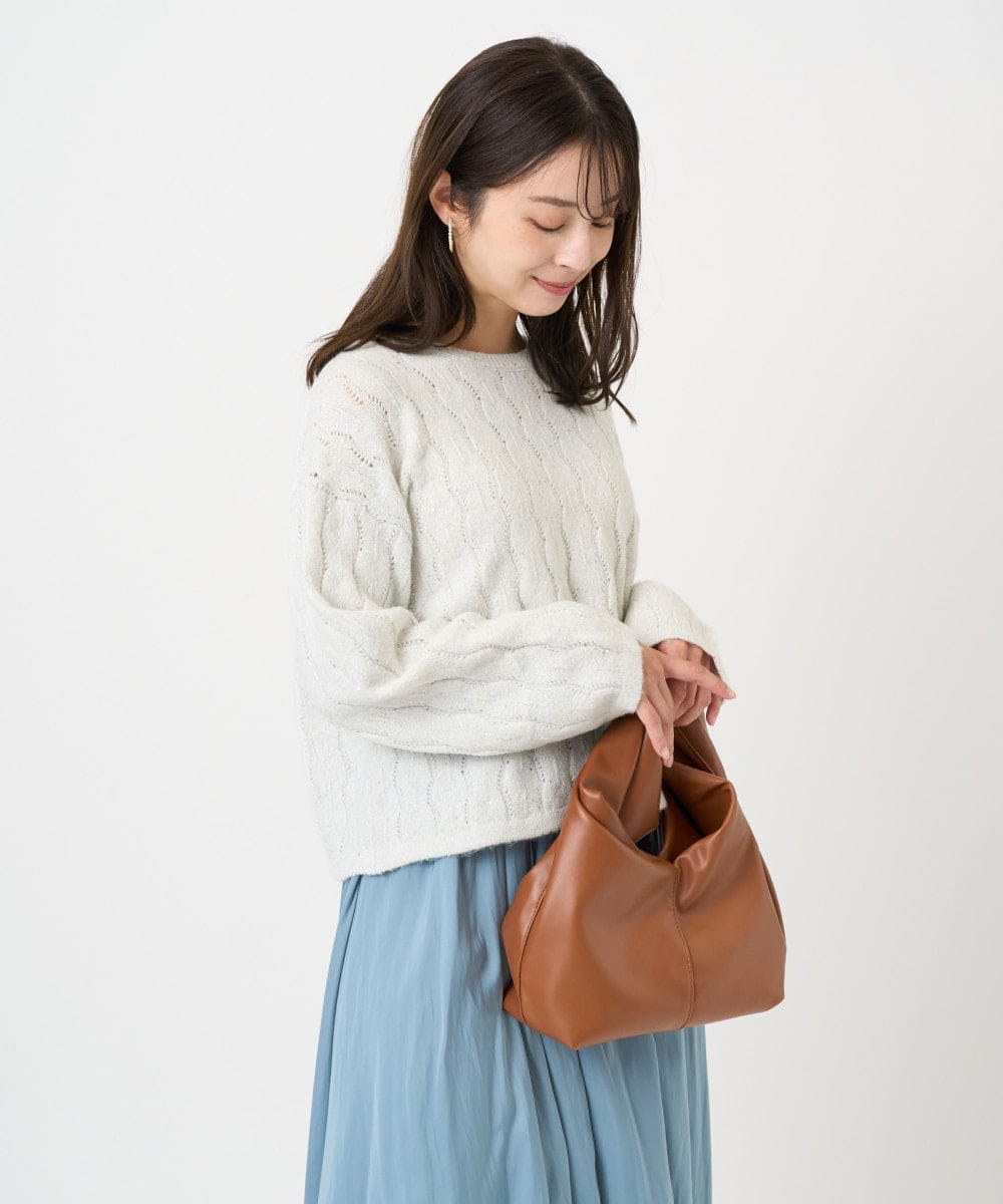 F1FBD52160 MK MICHEL KLEIN(小さいサイズ)(メゾン ドゥ サンク) 【小さいサイズ】スパンコールラメ入りニット/洗える ピンク