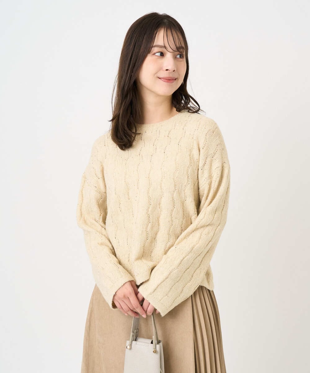 F1FBD52160 MK MICHEL KLEIN(小さいサイズ)(メゾン ドゥ サンク) 【小さいサイズ】スパンコールラメ入りニット/洗える ピンク