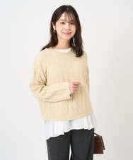 F1FBD52160 MK MICHEL KLEIN(小さいサイズ)(メゾン ドゥ サンク) 【小さいサイズ】スパンコールラメ入りニット/洗える ピンク