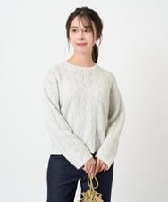 F1FBD52160 MK MICHEL KLEIN(小さいサイズ)(メゾン ドゥ サンク) 【小さいサイズ】スパンコールラメ入りニット/洗える ライトグレー