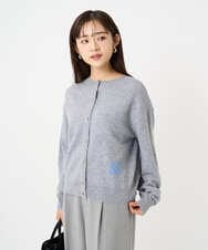 F1FBD56140 MK MICHEL KLEIN(小さいサイズ)(メゾン ドゥ サンク) 【小さいサイズ】ロゴ入りウール混ニット/前後2way/洗える グレー