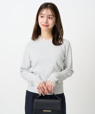 F1FDD11140 MK MICHEL KLEIN(小さいサイズ)(メゾン ドゥ サンク) 【小さいサイズ】レースデザインコンパクトニット/洗える ライトグレー