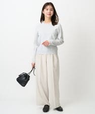 F1FDD11140 MK MICHEL KLEIN(小さいサイズ)(メゾン ドゥ サンク) 【小さいサイズ】レースデザインコンパクトニット/洗える ライトグレー