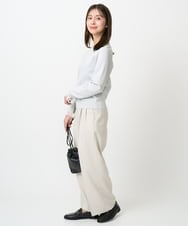 F1FDD11140 MK MICHEL KLEIN(小さいサイズ)(メゾン ドゥ サンク) 【小さいサイズ】レースデザインコンパクトニット/洗える ライトグレー