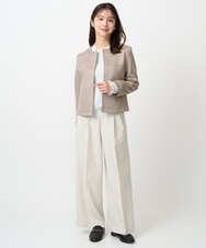 F1FDD11140 MK MICHEL KLEIN(小さいサイズ)(メゾン ドゥ サンク) 【小さいサイズ】レースデザインコンパクトニット/洗える ライトグレー