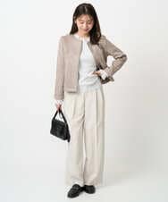 F1FDD11140 MK MICHEL KLEIN(小さいサイズ)(メゾン ドゥ サンク) 【小さいサイズ】レースデザインコンパクトニット/洗える ライトグレー