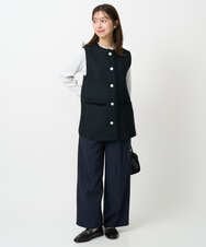 F1FDD11140 MK MICHEL KLEIN(小さいサイズ)(メゾン ドゥ サンク) 【小さいサイズ】レースデザインコンパクトニット/洗える ライトグレー