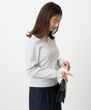 F1FDD11140 MK MICHEL KLEIN(小さいサイズ)(メゾン ドゥ サンク) 【小さいサイズ】レースデザインコンパクトニット/洗える ライトグレー