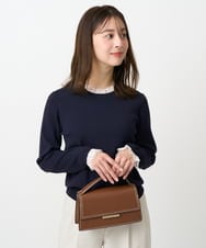 F1FDD11140 MK MICHEL KLEIN(小さいサイズ)(メゾン ドゥ サンク) 【小さいサイズ】レースデザインコンパクトニット/洗える ライトグレー