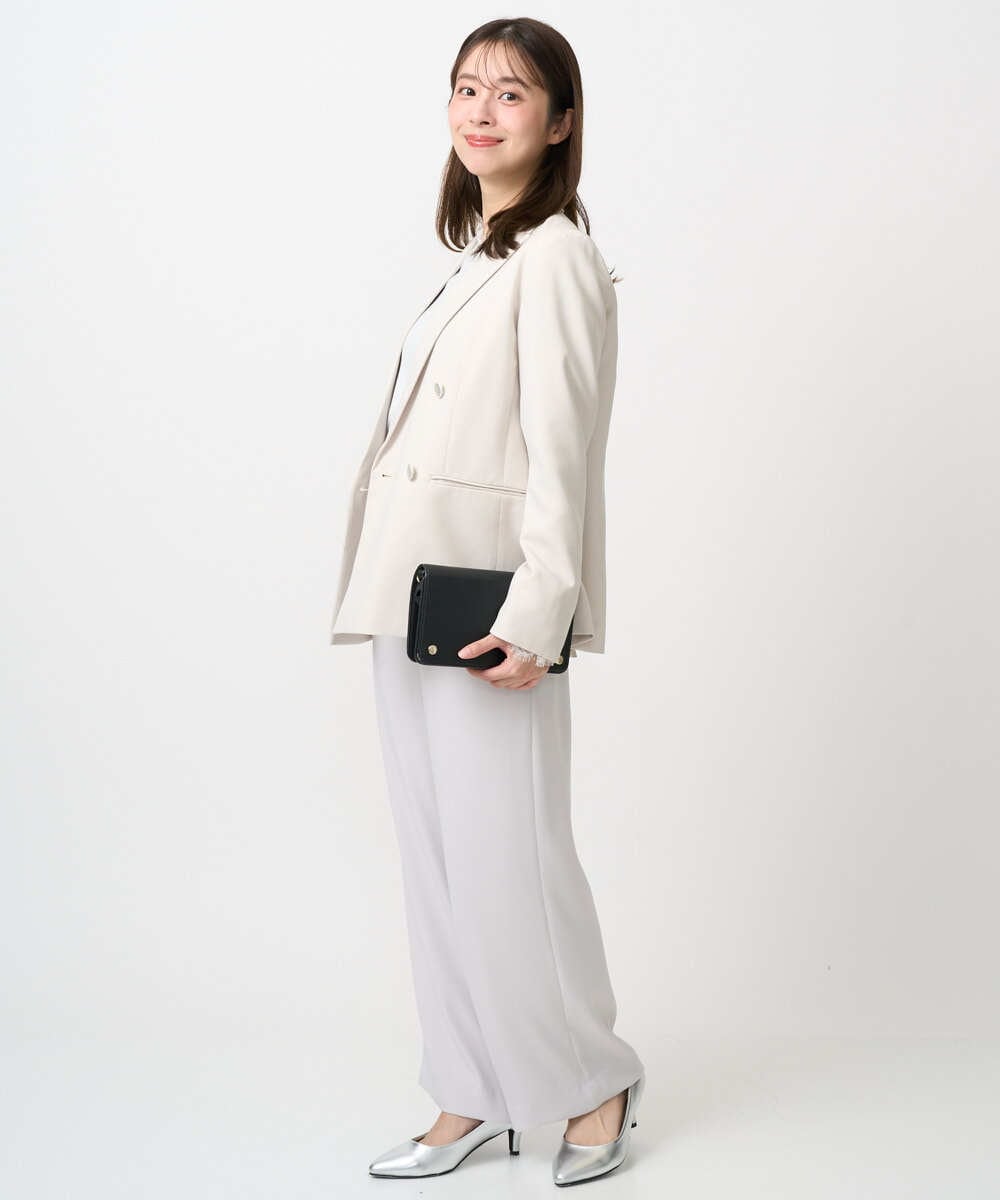 F1FDD11140 MK MICHEL KLEIN(小さいサイズ)(メゾン ドゥ サンク) 【小さいサイズ】レースデザインコンパクトニット/洗える ライトグレー