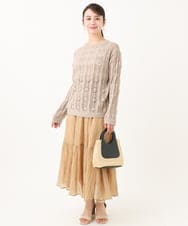 F1FGA32150 MK MICHEL KLEIN(小さいサイズ)(メゾン ドゥ サンク) 【小さいサイズ】かぎ針風透かし編みニット/洗える ベージュ
