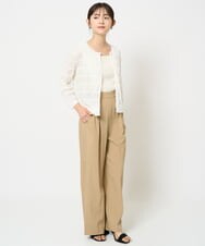 F1FGA44070 MK MICHEL KLEIN(小さいサイズ)(メゾン ドゥ サンク) 【小さいサイズ】スクエアネックリブニットタンクトップ/UVカット/洗える ボーダー