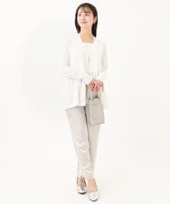 F1FGA44070 MK MICHEL KLEIN(小さいサイズ)(メゾン ドゥ サンク) 【小さいサイズ】スクエアネックリブニットタンクトップ/UVカット/洗える ボーダー