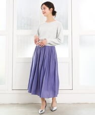 F1FGD31150 MK MICHEL KLEIN(小さいサイズ)(メゾン ドゥ サンク) 【小さいサイズ】ラメ入りノットヤーンVネックニット/洗える ライトブルー