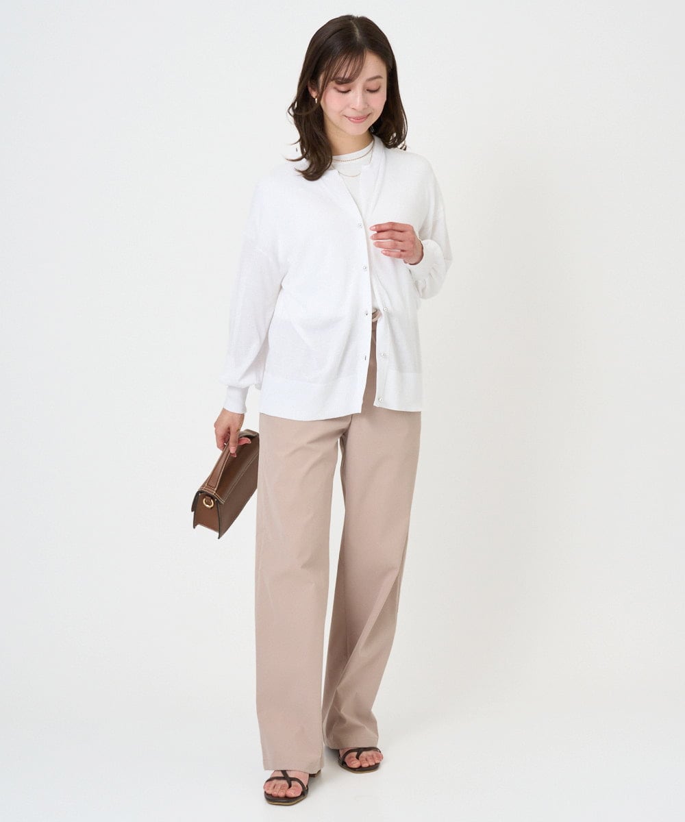 F1FGD40110 MK MICHEL KLEIN(小さいサイズ)(メゾン ドゥ サンク) 【小さいサイズ】フレンチスリーブニット/接触冷感/UVカット/洗える ネイビー