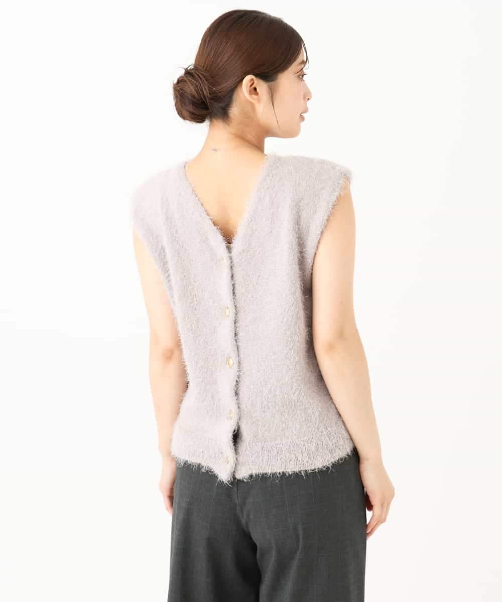 F1FJD22120 MK MICHEL KLEIN(小さいサイズ)(メゾン ドゥ サンク) 【小さいサイズ】[洗える]前後2wayシャギーニットジレ ピンクグレージュ